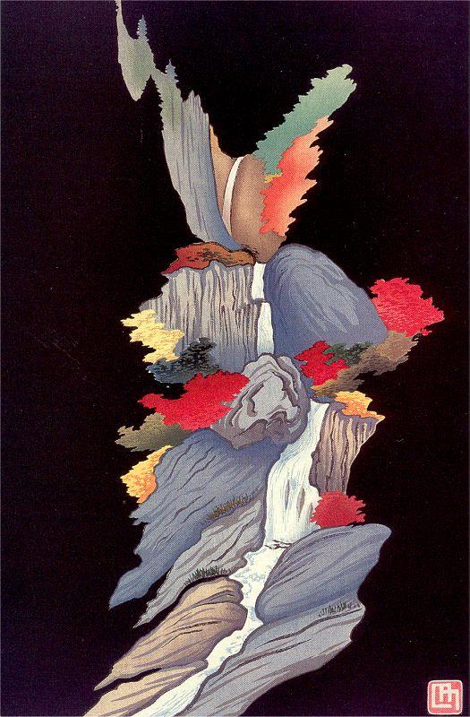 Miller, Lilian May Rainbow Pheonix Waterfall oil painting image